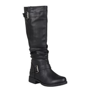 Journee Collection Women's Stormy Buckled Knee High Boots Black Size 10